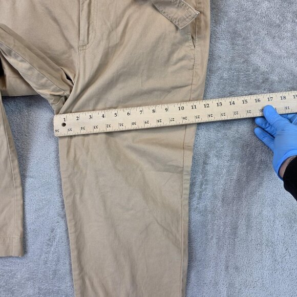 LOFT Pants Womens Size 12 Petite Tan Belted Cropped Chino Straight Leg Casual - Picture 6 of 12